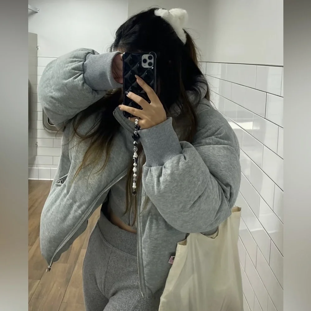 edikted jersey gray puffer jacket - Picture 1 of 7